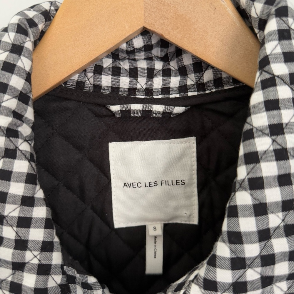 Avec Les Filles Small Maura Bow Tie Check Jacket Black White - Picture 3 of 9